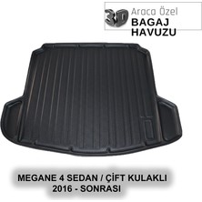 Elorcar Renault Megane 4 Sedan / Çift Kulaklı 2016 - Sonrası 3D Bagaj Havuzu