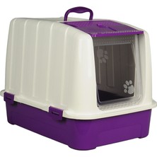 UltraMint Büyük Boy Beyaz Eflatun Evcil Hayvan Tuvaleti, Konforlu ve Şık Tasarım