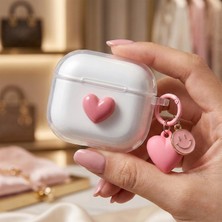 Caseonn Huawei Freeclip 2 Kılıf Transparan Smiley Kalp Pembe