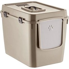 UltraMint Büyük Boy Kapalı Kedi Tuvaleti 57X39X43 Bej, Konfor ve Huzur Sunsun