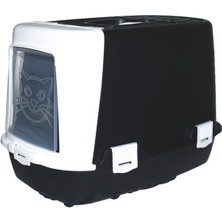 UltraMint Şık Kapalı Kedi Tuvaleti, Siyah Gri, 38,5X60X40,5 cm