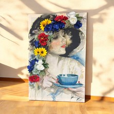 Sedosh Home Vision 3 Boyutlu Çiçekli Kadın Figürlü Dekoratif Canvas Tablo (68X45 Cm)