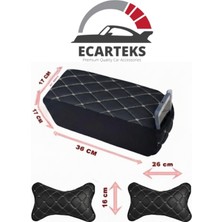 Normadia Konforlu Sünger Kolçak ve Boyun Yastığı Seti, Beyaz Dikişli Siyah Oto Aksesuar