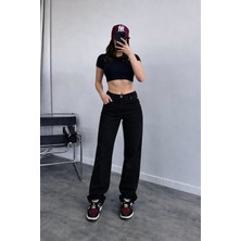 Madame Melek Baggy Toka Detaylı Bol Kesim Geniş Paça Rahat Baggy Jean Kot Pantolon