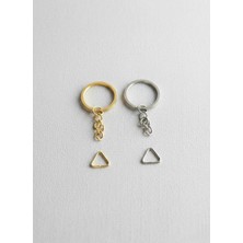 Boncukcu Abla Zincirli Anahtarlık Halkası Üçgen 50ADET Gümüş 50 Adet Gold Rengi Karma Pakette Toplam 100 Adet