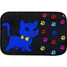 UltraMint Renkli Desenli Kedi Tuvalet Önü Kum Paspası, Kum Toplayıcı, Temiz ve Şık