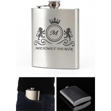 Marsilyan Kişiye İsme Özel Aslanlar Motifli 9 Oz Paslanmaz Çelik Cep Matarası 266 Ml İçecek Cep Matarası