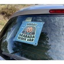 Normadia Mavi Renk Bebek Var Yazılı Vantuzlu Oto Cam Süsü, Güvenli ve Şık Tasarım