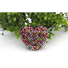 Normadia Renkli Kalp Desenli Taşlı Telefon Tutucu, Parmak Tutucu, Akrobat Stil