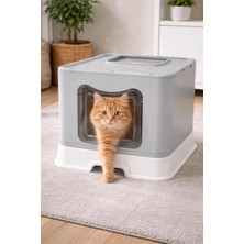 UltraMint Jumbo Kapalı Kedi Tuvaleti, Çekmeceli, Üstten ve Önden Girişli, Kürek Hediyeli