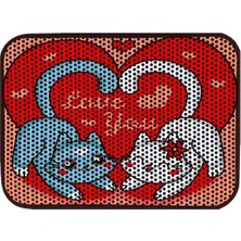 UltraMint Elekli Desenli Kedi Tuvalet Önü Paspası 60X45 Cm, Şık ve Kullanışlı