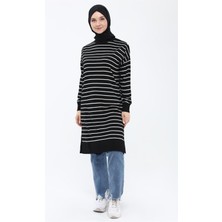 İlmek Kadın Çizgili Uzun Triko Tesettür Tunik 4355
