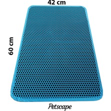 UltraMint Çift Katmanlı Kedi Tuvaleti Paspası 60X42CM, Mavi, Kedi Kumu Toplayıcı