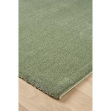 Türkeri Halı Bali Serisi Yeşil Mikrofiber Antialerjik Düz Renk Halı