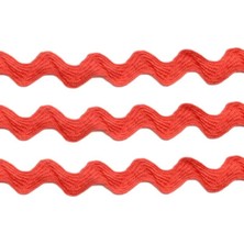 Boncukcu Abla Dekoratif Şerit Aksesuar Kırmızı Detaylı Zigzak Su Taşı Paketleme Süsleme Kenar Süsü Için 5 Metre