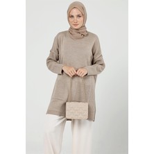 İlmek Kadın Cepli Uzun Tesettür Triko Tunik 4305