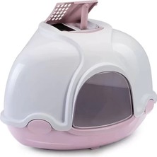 UltraMint Şirin Kapalı Kedi Tuvaleti, Beyaz/pembe, 52X52X44.5 cm
