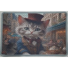 UltraMint Dijital Baskılı Kedi Kumu Paspası 40X60, Delikli Tasarım, Süper Temizlik