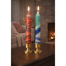 BRANDSMITHS El Yapımı Dekoratif Şamdan Mumları- 2'li Set- Renk Varyantı 1