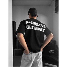 Elku Moda Yazı Baskılı Oversize Tişört Arkası Büyük Grafik Desenli %100 Pamuklu Streetwear T-Shirt