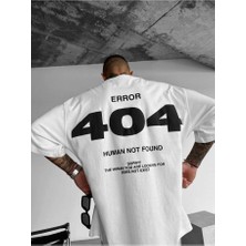Elku Moda 404 Yazı Baskılı Oversize Tişört - Arkası Büyük Motivasyon Desenli %100 Pamuklu Streetwear T-Shirt