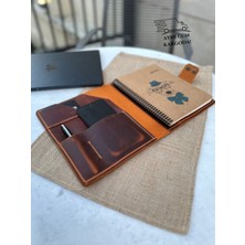 El Yapımı Hakiki Deri A5 Defter Kılıfı ve Organizer Not Defteri Çantası