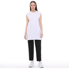İlmek Kadın Penye Sıfır Kollu Dik Yaka Içlik Uzun Kurtarıcı Tshirt 23215