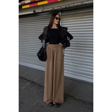 Lior Design Camel Ispanyol Paça Ultra Soft Kumaş Pantolon BCDF-25P0003