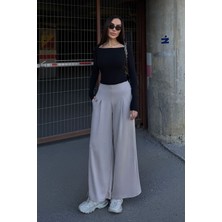 Lior Design Bej Cepli Ispanyol Paça Ultra Soft Kumaş Pantolon  BCDF-25P0001