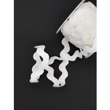 Boncukcu Abla Dekoratif Şerit Aksesuar Beyaz Detaylı Zigzak Su Taşı Paketleme Süsleme Kenar Süsü Için 5 Metre