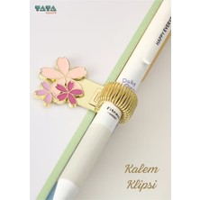 Çiçek Desenli Metal Ajanda ve Kalem Klipsi, Japon Tarzı Kırtasiye