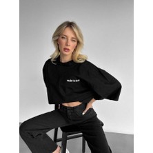 Elku Moda Made In Hell Slogan Gotik Oversize Tişört %100 Pamuklu Bisiklet Yaka T-Shirt Salaş Dökümlü Bol