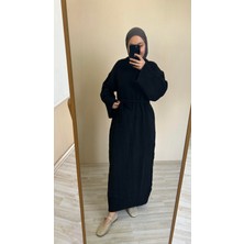 İlmek 25018 Kadın Şardonlu Ipek Maxi Elbise Siyah