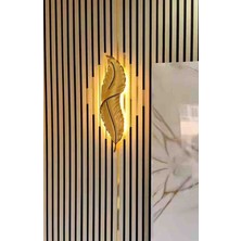 Aszen Gold Siyah Damarlı Kuş Tüyü Duvar Apliği 62×18 cm – Elektrik Bağlantısı Gerektirir (Pilli Değildir)