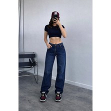 Madame Melek Baggy Toka Detaylı Bol Kesim Geniş Paça Rahat Baggy Jean Kot Pantolon