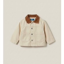 Noble Kids La Ciel Paris – Kadife Yakalı Bej Denim Ceket, Unisex, 2–7 Yaş