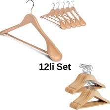 808 Studio 12LI Askı Set Naturel- 6 Adet Ceket Askısı ve 6 Adet Elbise Askısı