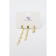 Royaleks 3'lü Ay Küpe - Altın