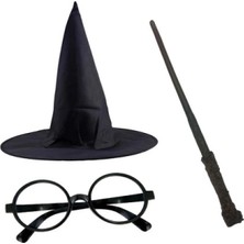 Narnuga Harry Potter Siyah Şapkası Harry Potter Gözlüğü Harry Potter Asası 3 Lü Set