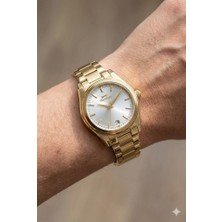 Slazenger 32MM Çelik Kasa, Altın Renk Kordon, Gümüş Kadran Kadın Kol Saati