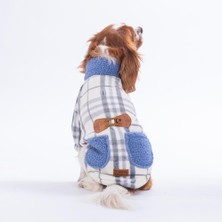 Pawstar Krem Chicago Checks V2 Ekose Desenli Düğmeli Köpek Ceketi Kalın Peluş Köpek Kıyafeti Kedi Kıyafeti