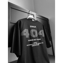 Elku Moda 404 Yazı Baskılı Oversize Tişört - Arkası Büyük Motivasyon Desenli %100 Pamuklu Streetwear T-Shirt