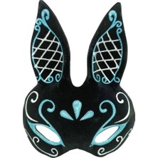 Najmaddin Siyah Mavi Beyaz Simli Tavşan Maskesi