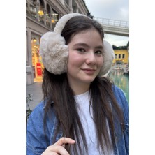 Mollycrush Genç Bej Peluş Kulaklık | Uniseks Kışlık Yumuşak Kulak Koruyucu