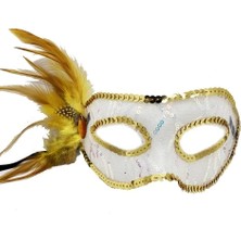Najmaddin Altın Yandan Tüylü Pul Payet Parti Maskesi