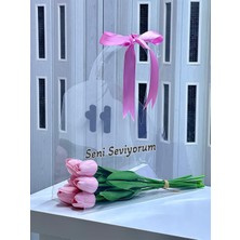 UltraMint Pembe Lale Buketi, Çantalı Yapay Çiçek, Sevgililer Günü Hediye