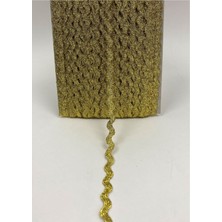 Boncukcu Abla 5 Mt. Dekoratif Şerit Aksesuar Metalik Gold Altın Rengi Zigzak Su Taşı Paketleme Süsleme Kenar Süsü