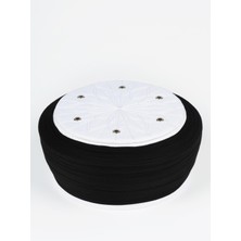 Sarıkhane Talebe Sarığı - Siyah Kumaş - Beyaz Takke - Düz Sarım - Kuş Gözü - 7 Metre