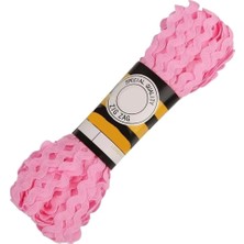 Boncukcu Abla Dekoratif Şerit Aksesuar Pembe Detaylı Zigzak Su Taşı Paketleme Süsleme Kenar Süsü Için 5 Metre