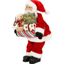 Line Hediye Paketi Taşıyan Noel Baba Dekoratif Biblo 45 cm Güvenli